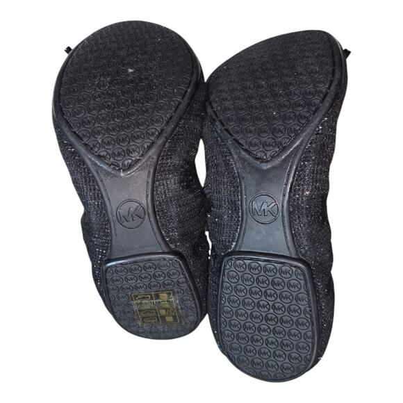 MICHAEL KORS City Denim Ballet Flat Black Slip On Glitter Chain Mesh Size 7 New - Picture 2 of 7